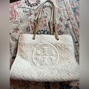 Tory Burch Sherpa cream tote